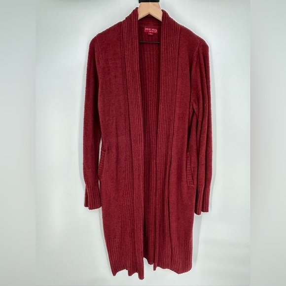 Barefoot Dreams CozyChic Lite Catalina Long Cardigan Burgundy Garnet Red- Large - Picture 2 of 12